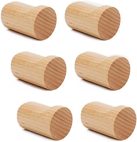 Дървени Стенни Куки Fadilo, 6 Опаковки Дървени Куки за Шапки за Стенни закачалки, Кукички за дрехи, Стенни Дървени Куки