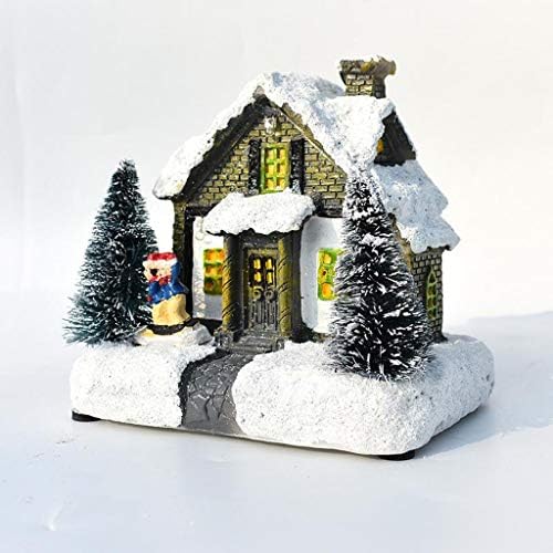 UXZDX Коледна сцена от Смола Селски Къщи Град с Топло Бял Led изискана празнична украса (Размер: Стил 3)