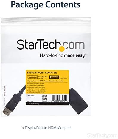 StarTech.com Адаптер DisplayPort-HDMI Адаптер DP-HDMI / Видео конвертор - 1080p - Сертифицирани по стандарта VESA - Ключ за свързване на монитор/дисплей / проектор DP към HDMI Конектора на ДП ?