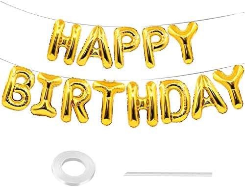 Балони честит Рожден Ден Банер, 16 Инча Златни Букви честит Рожден Ден Знак 3D Майларовая Фолио Надуваеми Украса