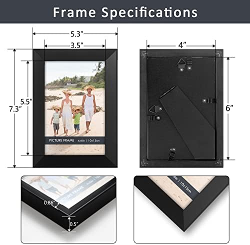OSTARHOME 4 x 6 Черна рамка за снимки (6 опаковки) Базова фото рамка със стъкло с висока разделителна способност