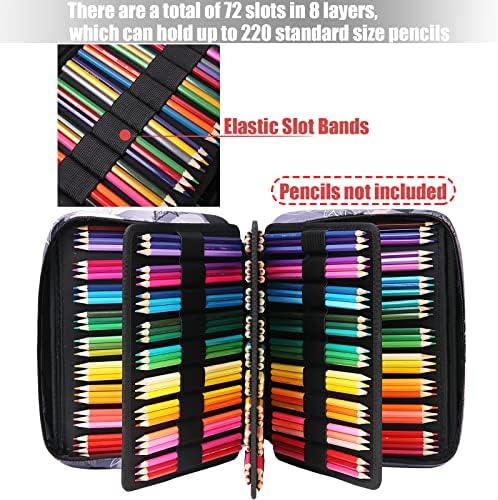 Цветен молив случай AYVANBER, държач за химикалки с 220 офиси, Водоустойчива чанта-Органайзер, Преносим, Удобен калъф