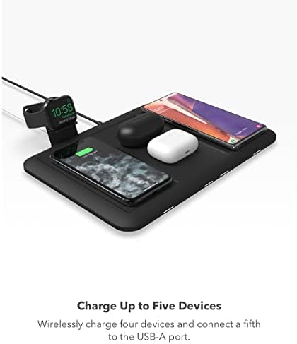 безжична кабел за зареждане мат mophie 4 в 1 за Apple iPhone, AirPods & Watch, Samsung Galaxy, Pixel Google и всички устройства