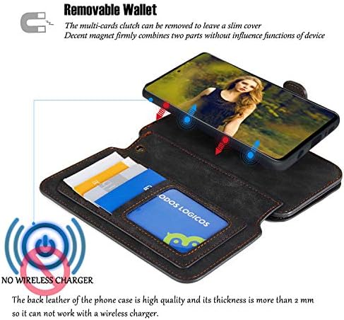 Калъф MODOS LOGICOS за Samsung Galaxy A51 5G, [Подвижна портфейла-за награда] [2 1] [Отделение за съхранение на пари на мълния] [До 14 слотове за карти и 1 кутия за снимки] Портфейл от изк?