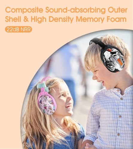 Hocazor 2 Комплекта Защита на ушите за деца HZ015 -Защитни Слушалки SNR 27dB, Здрава Защита за слуха, Слушалките с Шумопотискане