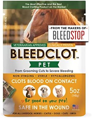 Прах за съсирването на кръвта на първа помощ на домашни любимци BleedClot | Гарантирано спиране на кървене при всички животни | Малки намаляване на кръвното кървене / от