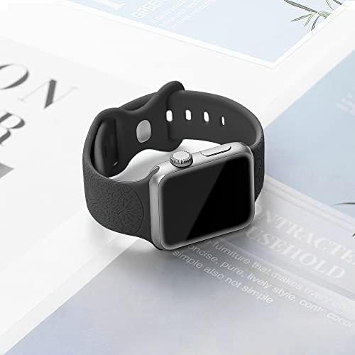 Спортен каишка STARAMZ, съвместим с джапанки Apple Watch 38/40/41 мм 40 мм 41 мм, женски Меки Силиконови Сменяеми въжета с гравиран във формата на черепа, спортни Гривни за iWatch Series