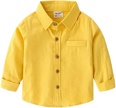 KISBINI/Рокля-Риза с дълъг ръкав за Малки Момчета, Ризи с копчета за Деца от 2 до 6 Години