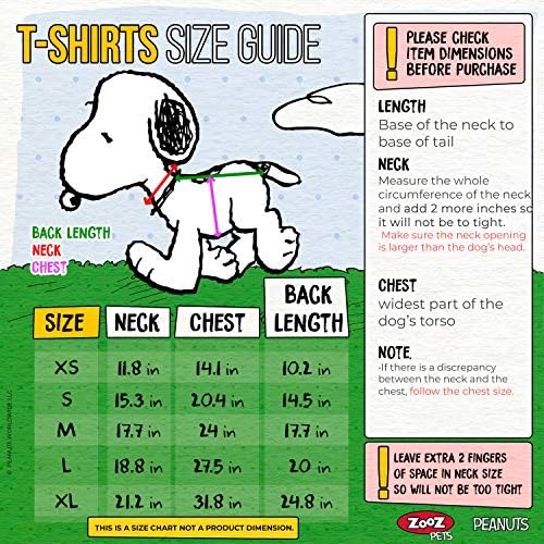 Тениска за кучета ZOOZ PETS Снупи - Официален марка Снупи за домашни любимци - Леки и дишащи ризи за кучета с