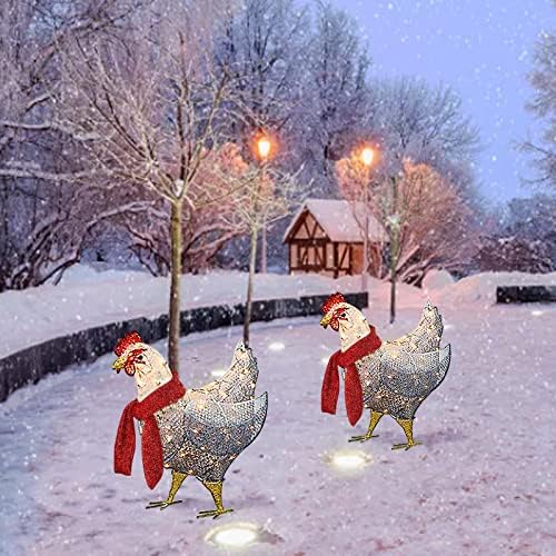 Коледа 2022 Коледни Светлини Външно Украса на Двора, 20 Светлини Поставяне на Карти Елфи, Коледни Светлини работещи На Батерии