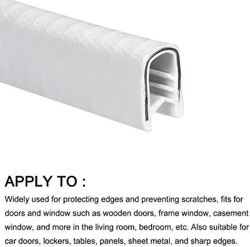 Край METALLIXITY (1 м/3,28 фута) 1 бр., U-Образното уплътнение от PVC, подходящ за ръба на 2,5-5,5 мм с Железен лист - за домашна врати, прозорци, Бял