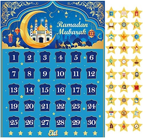 Календар HOWAF Рамадан, Календар за обратно броене Ейд Мубарак на 2023 година за празнични аксесоари Курбан, Плакат