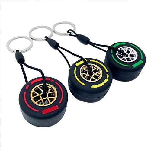 Ключодържател за състезателни гуми F1 (3шт), 3 вида цветя, Мини-Ключодържател за гуми, Скъпа Дрънкулка за гуми, Мек Гумен Материал, Използван за украса на колата