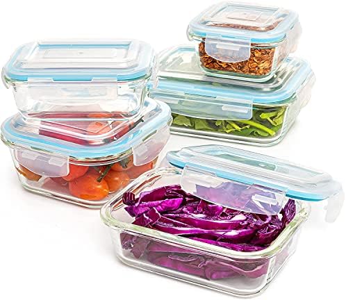 Комплект кухненски стъклени съдове за съхраняване на продукти Moss & Stone с капаци. (10 броя) Прозрачен капак не съдържат