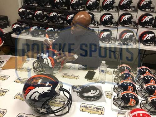 Терел Дейвис Валиден подписа голям шлем NFL Denver Broncos с надпис SB XXX, SB XXXIII Champs - Каски NFL с автограф