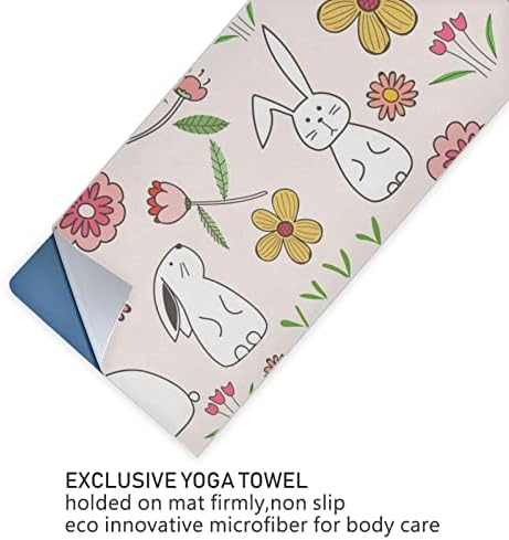 Одеало за йога Augenstern Rabbit-Заек-Розово-Цветна-Великденско Кърпа За Йога Постелката за йога, Кърпа