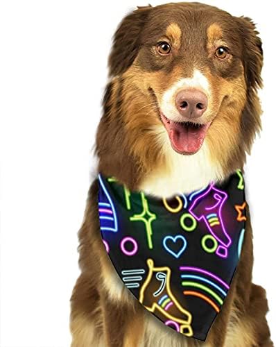 Неонова реклама - Кърпа за Кучета Кънки - Подарък За Рожден Ден, Шал за Кучета, Удобни Шалове-Яки, Регулируеми Аксесоари за