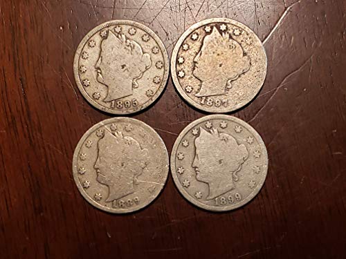 От 1883 до 1899 година в САЩ пятицентовые монети Главата на свободата (Barber) - серия от 4 монети - Все различни