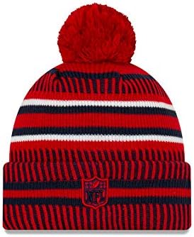 Мъжки вязаная шапка New Era Червено/Тъмно-Син цвят на New England Patriots 2019 NFL Sideline Home Reverse Sport