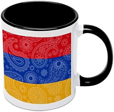 Армения Пейсли Флаг Керамична Чаша Creative Black Вътрешна Кафеена Чаша Със Здрава Дръжка Чаши Уникални Подаръци
