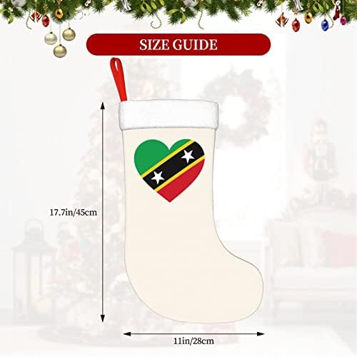 QG ZZX Love Сейнт Китс и Невис, Коледни Чорапи, Коледни Чорапи Окачен Чорап За Камина 18 Инча Празнична Украса