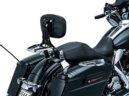 Kuryakyn 1661 Многофункционална Облегалка Шофьорски /Пътнически седалки със Сгъваем система Багажных рафтове за мотоциклети Harley-Davidson и Indian, Черен /Хром