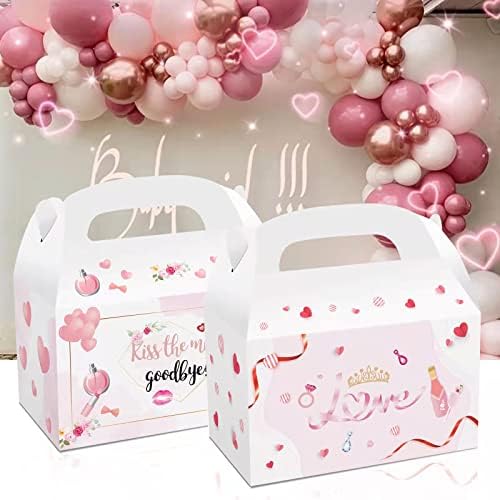 Кутии за шоколадови бонбони на тема Сватбена любовта, 12 броя, Подаръчни Опаковки за шоколадови бонбони с Розово Сърце,