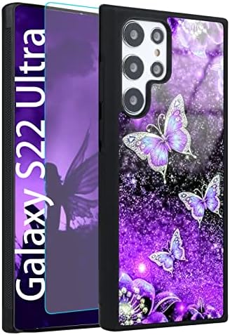 ООК Samsung Galaxy S23 Калъф Ултра Блестящ Лилаво Мъглявината Пеперуда Космически Дизайн Твърд PC + Лека Броня от