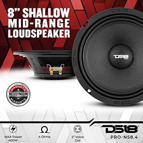 DS18 PRO-NS6 6,5 Плитък високоговорител За автомобилни аудио системи - Средни честоти, 300 W Макс, 150 W RMS, 8 Ω, Тънък