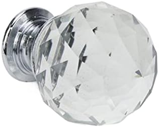 Кръгла дръжка за шкаф от кристално стъкло Bisbai с винтове, опаковка от 5 броя, 1,18 инча /30 мм, Дръжка за шкафа