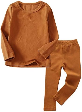 Топлинна бельо за малки Момчета и Момичета, Тениска с дълги ръкави, Гамаши, Комплект от 2 теми, Детски Зимен Основен слой, 12 месеца-8 години