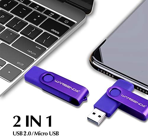 WANSENDA OTG USB Флаш памет 16 GB 32 GB 64 GB 128 GB, 256 GB USB Флаш устройство за устройства с Android / PC / Таблет / Mac (16 GB, Лилаво)