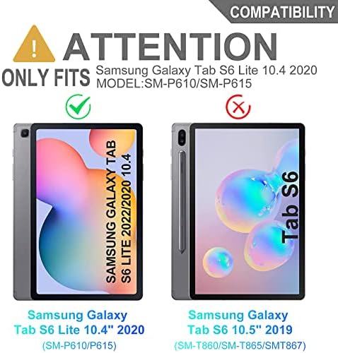 Калъф Samsung Galaxy Tab S6 Lite 10,4 инча 2022/2020 с клавиатура, интелигентна 7-цветна подсветка и Подвижни безжична Bluetooth клавиатура и поставка-фолиантом от изкуствена кожа за Tab SM-
