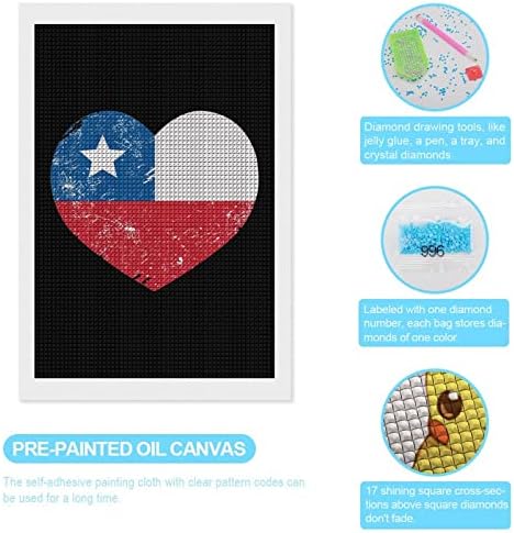 Чили Ретро Флаг във формата На Сърце Декоративни Набори За Диамант Живопис Забавни 5D направи си САМ Пълна Тренировка Диамантени Точки Картини Начало Декор 8 x12