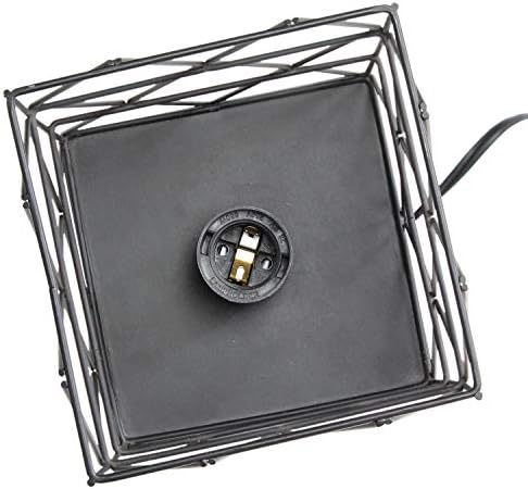 Прост дизайн LT1073-BLK Геометрична Квадратна Метална Настолна лампа, Черно x 5,13 5,13 x 10,25