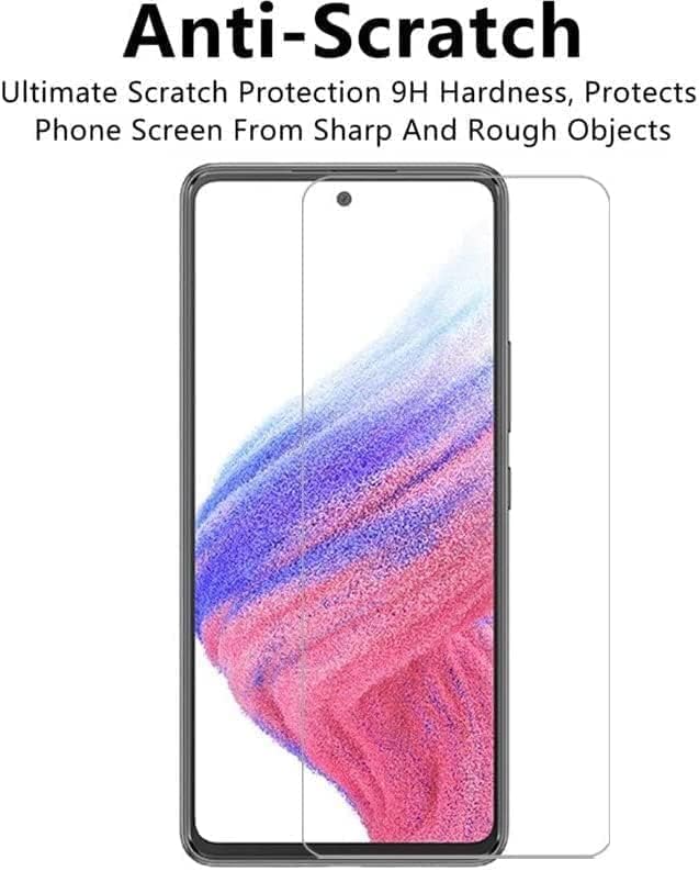 [2] Защитно фолио за екрана, съвместим с Samsung Galaxy A52 / A52 5G, закалено стъкло твърдост 9H, кристално чисто, без драскотини,