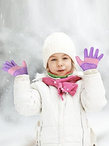 SATINIOR, 5 Чифта Детски Ръкавици, Ръкавици с Пълни Пръсти, Възли Топли Ръкавици, Зимни Ръкавици за Малки Момчета и Момичета,