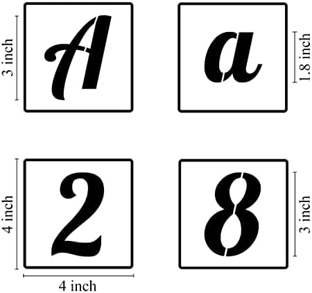 Шаблони с букви в азбуката, 3 инча, за рисуване - 62 на опаковката Шаблони с букви и цифри за рисуване върху дърво, за Многократна