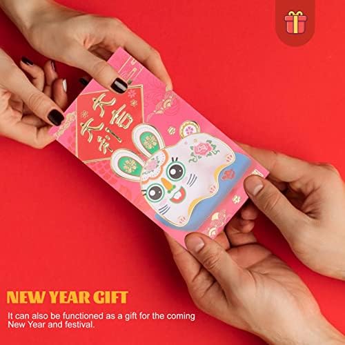 ABOOFAN 2023 Година на заека Щастлив паричен плик китайската Нова година Червени пликове Хонг Bao паричен пакет