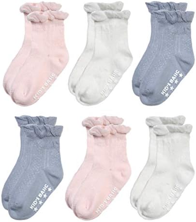 EPEIUS/ Нескользящие чорапогащи с рюшами и волани за малки момичета Pointelle (опаковка от 3/6 броя)