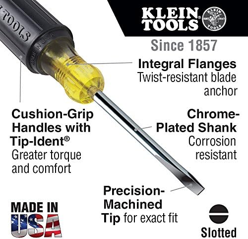 Плоска отвертка Klein Tools 602-10 с 3/8-инчов Трапецеидальным фитил и 10-Инчов высокопрочным кръгла опашка