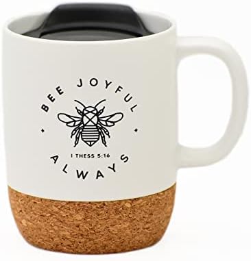 Керамични Дизайнерски кафеена чаша | Bee joyful always I Thess 5: 16 | с Капацитет 14 грама | Пробковое дъно с
