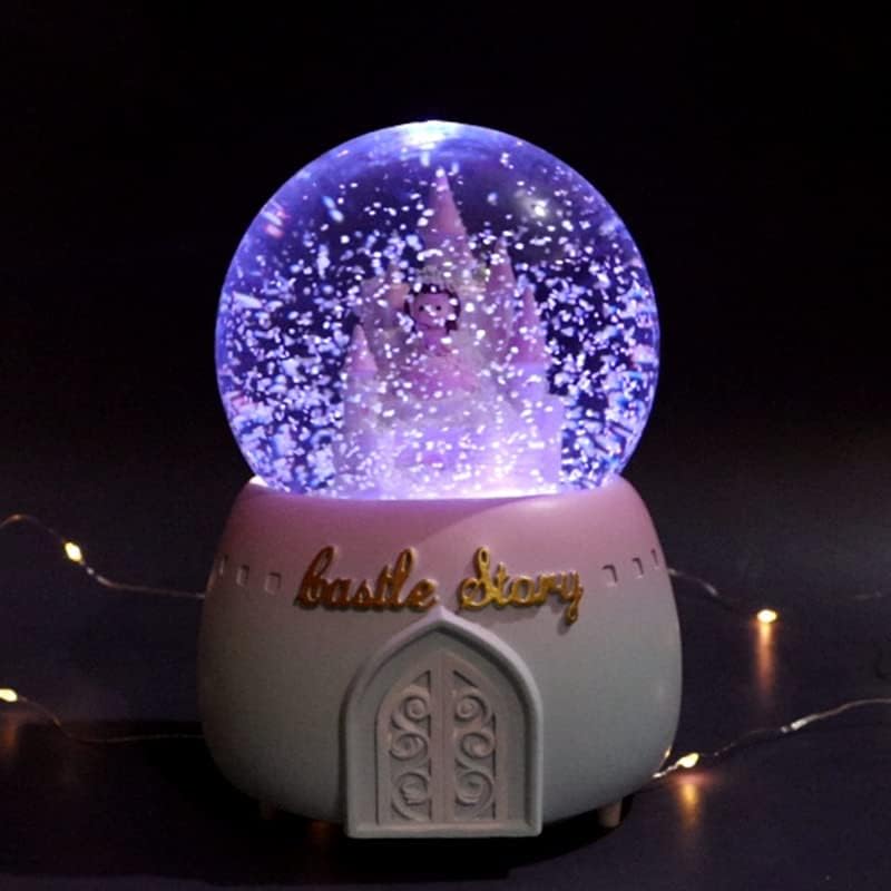 SLYNSW Творчески светлини, Плаващи Снежинки Вътре Бутам замъка, Стъклен Кристална топка Принцеса, Музикална Ковчег, подарък за рожден ден (Цвят: черен-Jojo ' s Bizarre Adventure1, ?