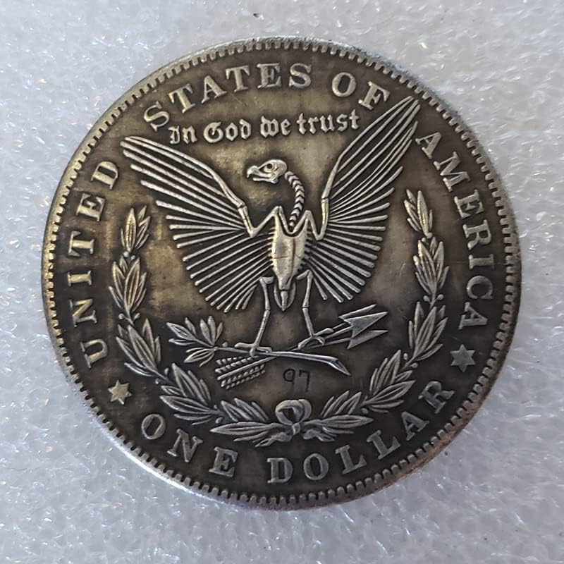 Старинни Занаяти, Американски Скитащи Монети 1899 Г., Медна, Със Сребърно Покритие, Състарени Сребърни Долара, Сребърен Кръг