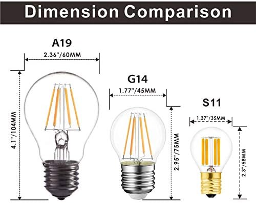 Led лампа Hizashi Super Mini Globe S11 с регулируема яркост, 4 W, мидълуер основа E17, 40S11, подменяйки