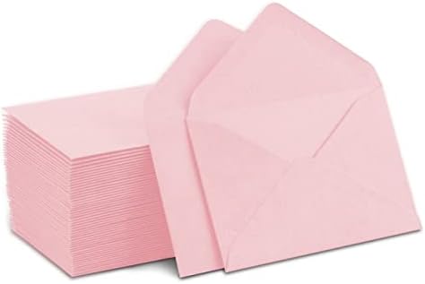 Мини-пликове Малки разноцветни пликове за подарък карта, визитни картички 4 x 2,7 (розово, 60 опаковки)