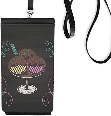 Три Сладки Шоколадови Топчета Лед Телефон В Чантата Си Портфейл Окачен Мобилен Калъф Черен Джоба