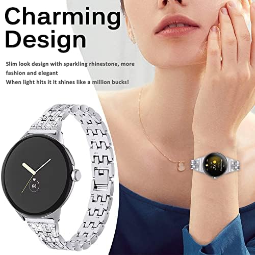 Miimall е Съвместим с каишка за часовник Google Pixel, Каишка за часовник Pixel с диамантен пръстен за жени и момичета,