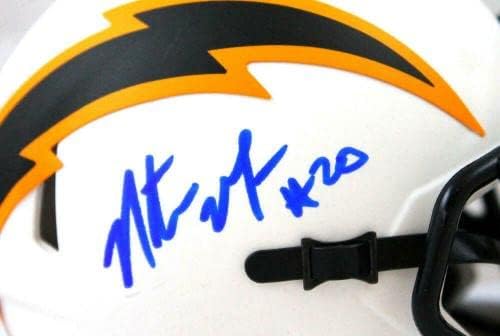 Natrone Означава мини-каска San Diego Chargers Lunar Speed Mini с автограф от San Diego Chargers -Prova * Синьо - Мини-каски