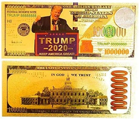 Мемориална банкнота от един милион долара от Доналд Тръмп 2020 г. / Новост, банкноти със златно покритие от 24 до